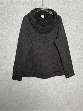 J. Crew XL Charcoal Gray Cowl Neck Sweater Knit Pullover Wool Blend Cozy